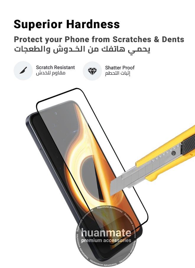 huanmate - itel P65 Screen Protector – Premium Edge to Edge Tempered Glass, High Transparency, Delicate Touch, Anti-Explosion, Smooth Arc Edges, Easy Installation - Image 1