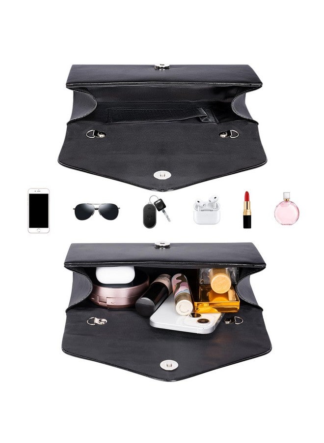 حقيبة كلاتش لارسينسيل للنساء، حقيبة سهرة جلدية سوداء بحزام سلسلة، حقائب أنيقة للحفلات على شكل مظروف، حقائب يد نسائية للمناسبات الرسمية، حفلات الزفاف، حفلات الكوكتيل، حفلات التخرج، حفلات العودة للوطن، 8.7 × 4.4 × 2.1 بوصة - Image 4