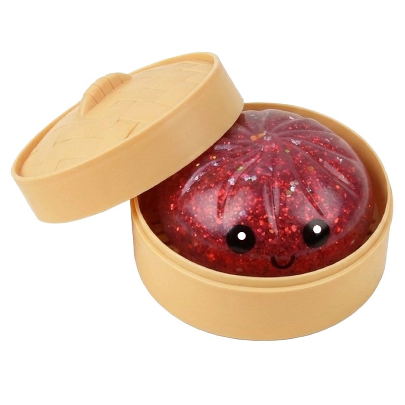 Giant Glitter Dumpling, Giant Dumpling Squishy, Mega Rainbow Dumplings, Cute Anxiety Relief Fidget Dumpling, Soft Squeeze Decompression Dough for Adults/Transparent red - Image 1