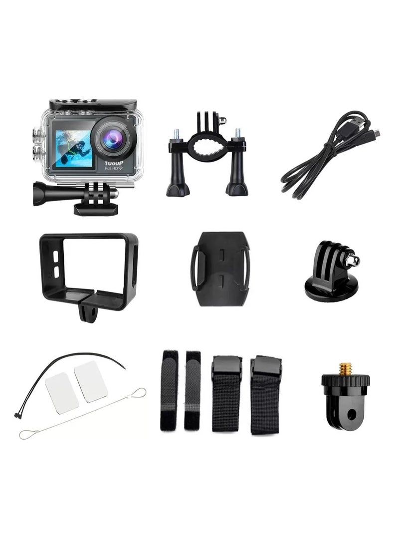Generic HD sports camera anti-shake wireless dual-screen shooting wifi outdoor fishing cycling diving camera - Image 2