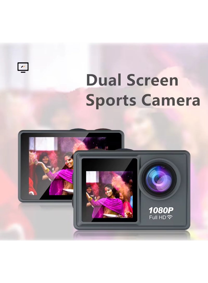 Generic HD sports camera anti-shake wireless dual-screen shooting wifi outdoor fishing cycling diving camera - Image 5