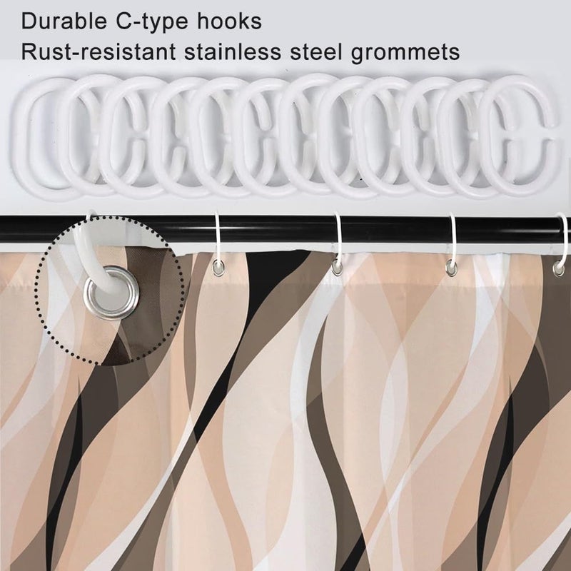 RUELVTH CREAM SARTAIN SARTAIN MODERT CREAM ARCRY و GRAY مخططة ستارة دش للماء للحمام ستارة دش البوليستر المقاومة للماء مع السنانير 60 × 72 بوصة - Image 4