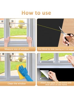 KASTWAVE Blackout Blind, Portable Blackout Blinds Stick On Window No Drill, Blackout Material Blinds Blackout Curtains for Bedroom Nursery Loft Travel RV Car 100x145cm  - Image 5