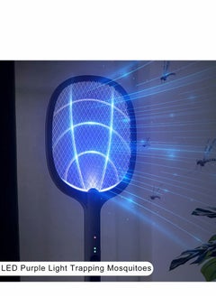 SYOSI 2 in 1 Bug Zapper, Rechargeable Electric Fly Swatter, Mosquito Lamp Fly Killer Insect Swatter 3000 Volt USB Rechargeable LED Purple Light Trapping Mosquitoes 3 Layers Safety Mesh Design  - Image 3
