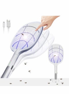 SYOSI 2 in 1 Bug Zapper, Rechargeable Electric Fly Swatter, Mosquito Lamp Fly Killer Insect Swatter 3000 Volt USB Rechargeable LED Purple Light Trapping Mosquitoes 3 Layers Safety Mesh Design  - Image 1