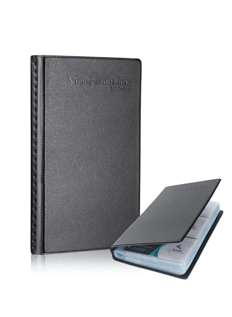 Excefore Business Card Holder, 240 Cards Capacity Business Card Organizer, Portable Business Card Holders, Business Card Binder, Business Cards Book, Name Card Holder, Black  - Image 1