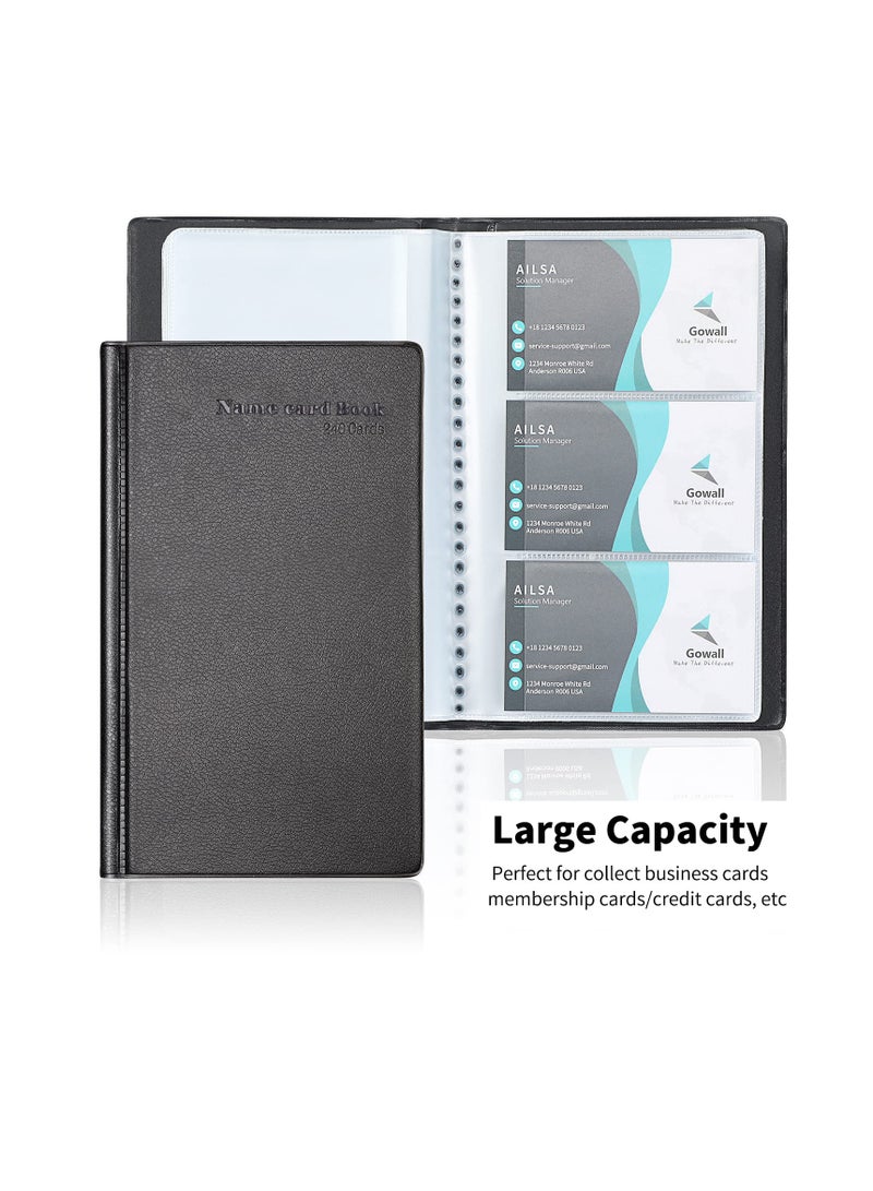 Excefore Business Card Holder, 240 Cards Capacity Business Card Organizer, Portable Business Card Holders, Business Card Binder, Business Cards Book, Name Card Holder, Black  - Image 4