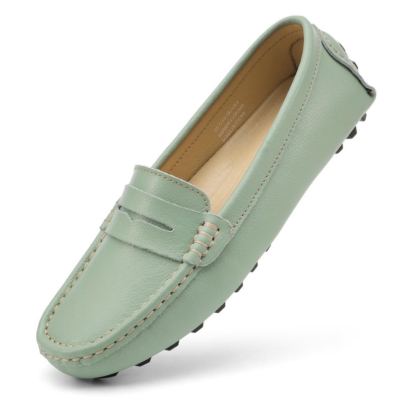 Artisure Women's Classic Handsewn Mint Genuine Leather Penny Loafers Driving Moccasins Casual Boat Shoes Slip On Fashion Office Comfort Flats 6 M US SKS-1221BHE060 - Image 1