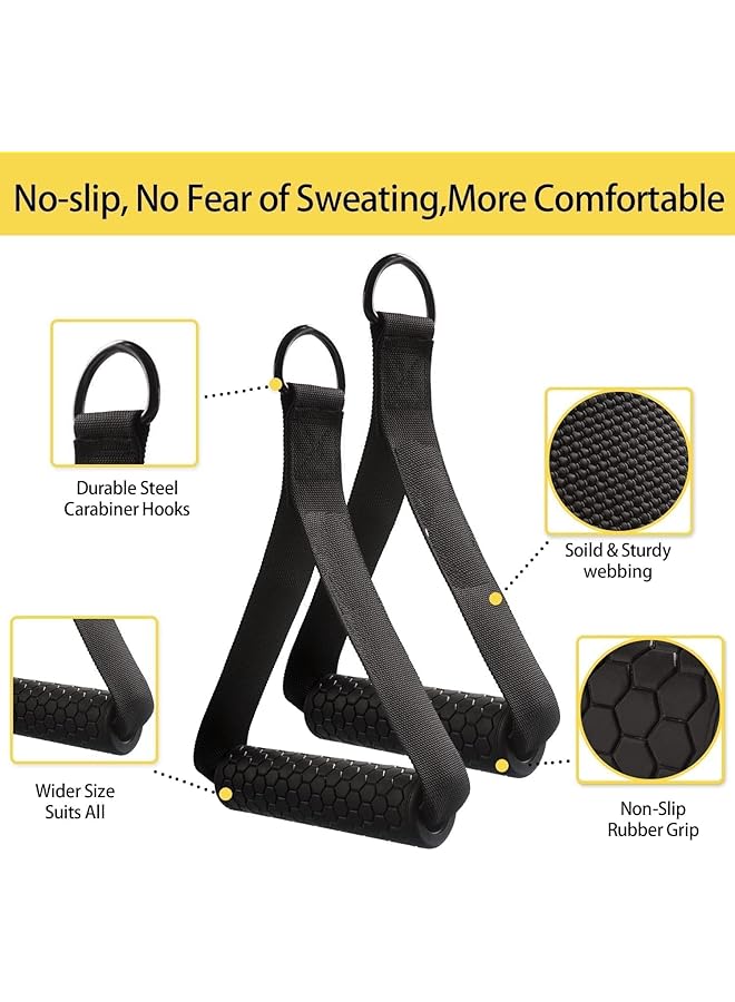 X spring Tricep Rope Cable Machine Attachment Triceps Pull Down Rope 2 Cable Handles 3 Carabiner clips and 2 Ankle Straps Nylon Home Gym Accessories for Arm Strength Workout Training - Image 3