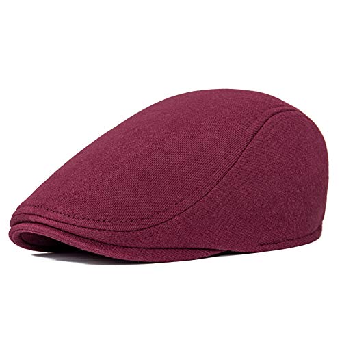 VOBOOM Men's Cotton Flat Ivy Gatsby Newsboy Driving Hat Cap (Burgundy) - Image 1