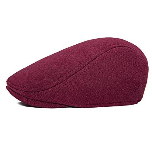 VOBOOM Men's Cotton Flat Ivy Gatsby Newsboy Driving Hat Cap (Burgundy) - Image 2