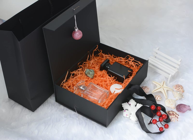 RUIFYRAY Large Black Luxury Magnetic Gift Box with Lid, Ribbons and Gift Bag, 12.2x8.7x4 Inches, Great for Christmas, New Year, Wedding, Birthdays, Man - Image 3