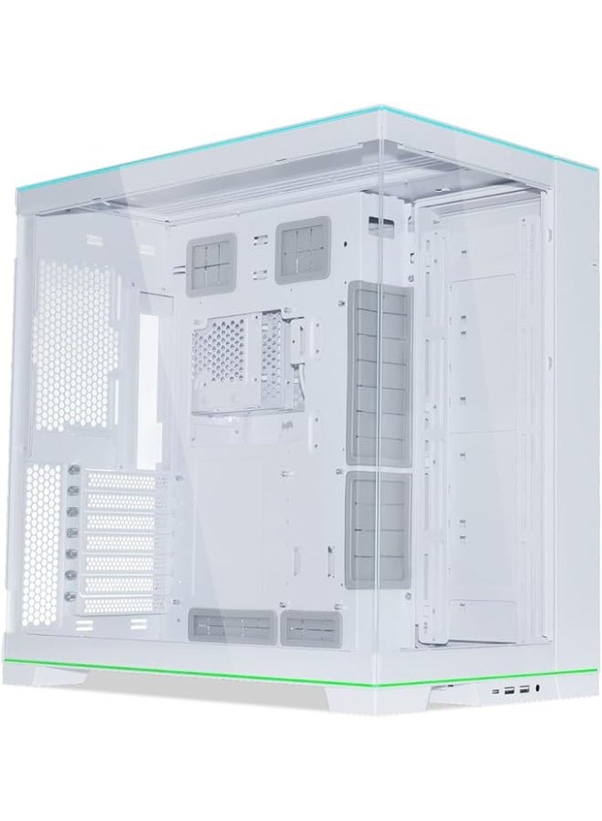 LIAN LI حالة الألعاب O11D EVO RGB E-ATX ذات الغرفتين - شرائط إضاءة ARGB - حتى 420 مم رادياتور - إدارة الكابلات - لوحات زجاجية مقسّاة أمامية وجانبية - هيكل قابل للعكس - أبيض - Image 1