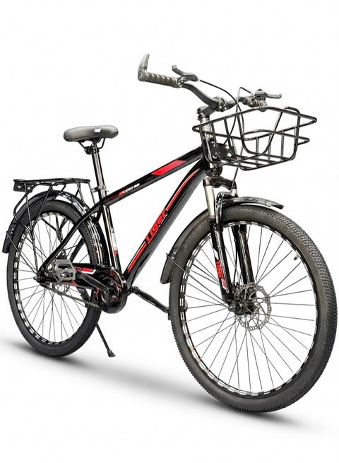 26 Inch Multi-Purpose Bicycle – Disc Brakes – Front Suspension – Front Basket & Rear Carrier – Metal Mudguards – Suitable for 150–180 cm Height