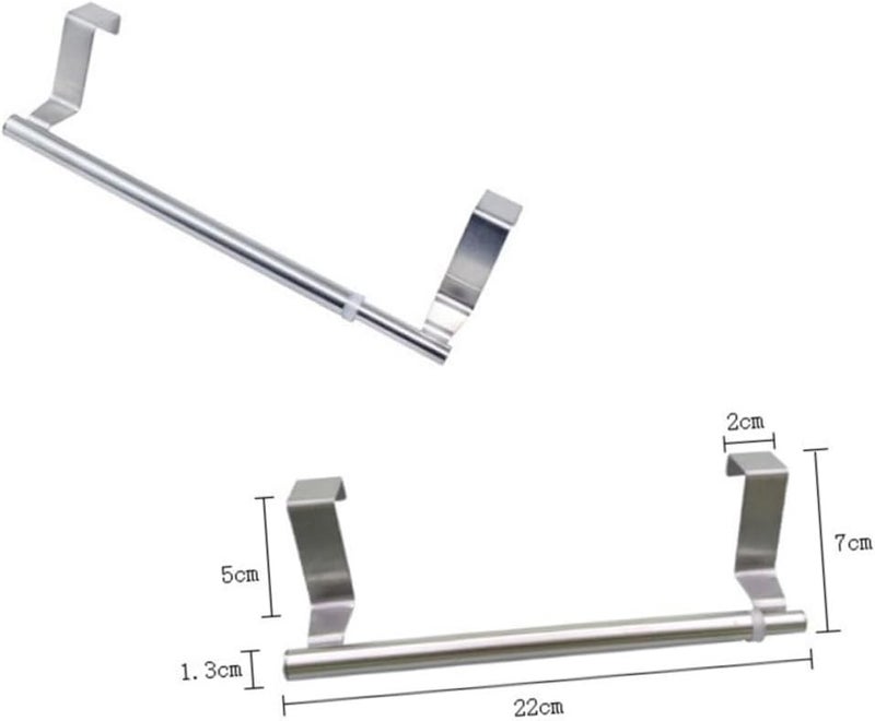 Garneck Stainless Steel Towel Rack Telescopic Rod Door Back Hanger Over Cabinet Bar - Image 2