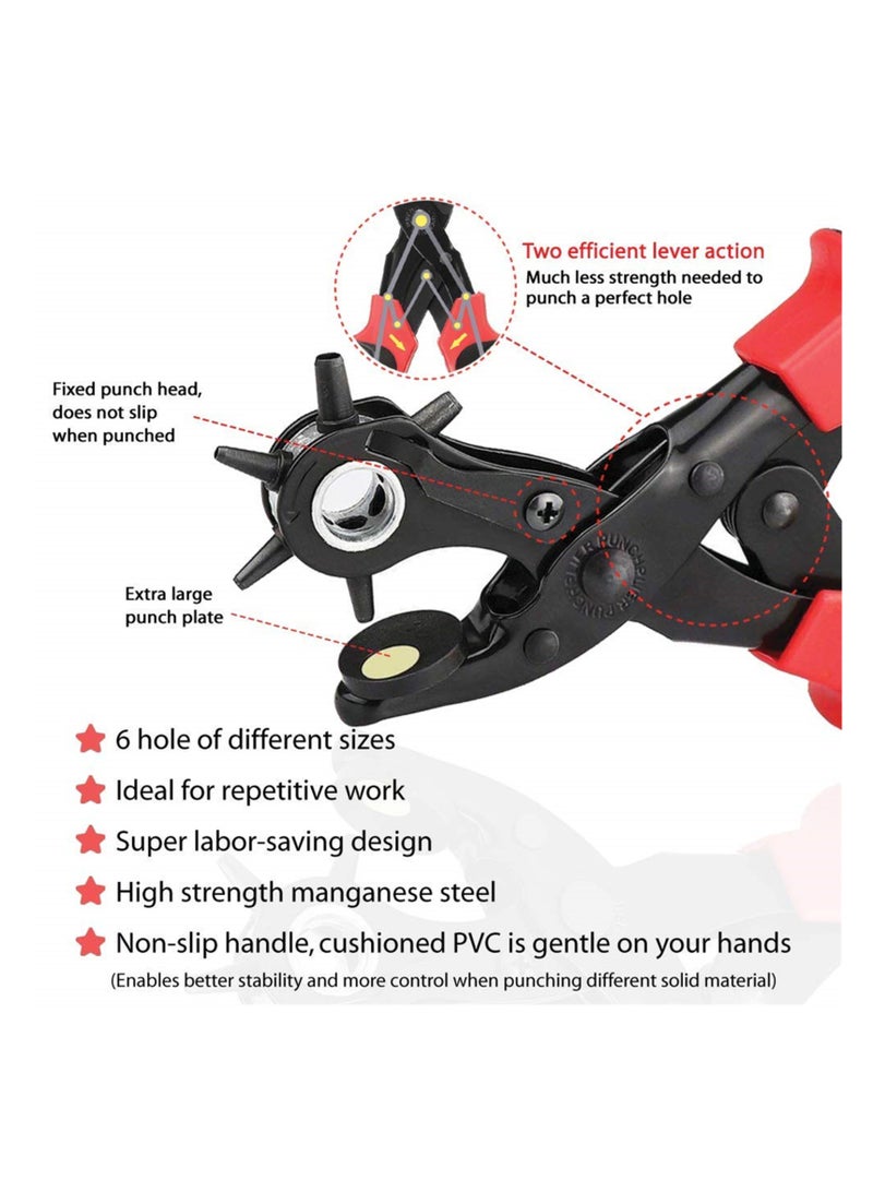 Leather Hole Punch Tool for Belts, Watch Bands, Shoes, Fabric - Complete Kit for DIY Belt and Strap Adjustments with 100 Sets of Grommet Eyelets - Image 2