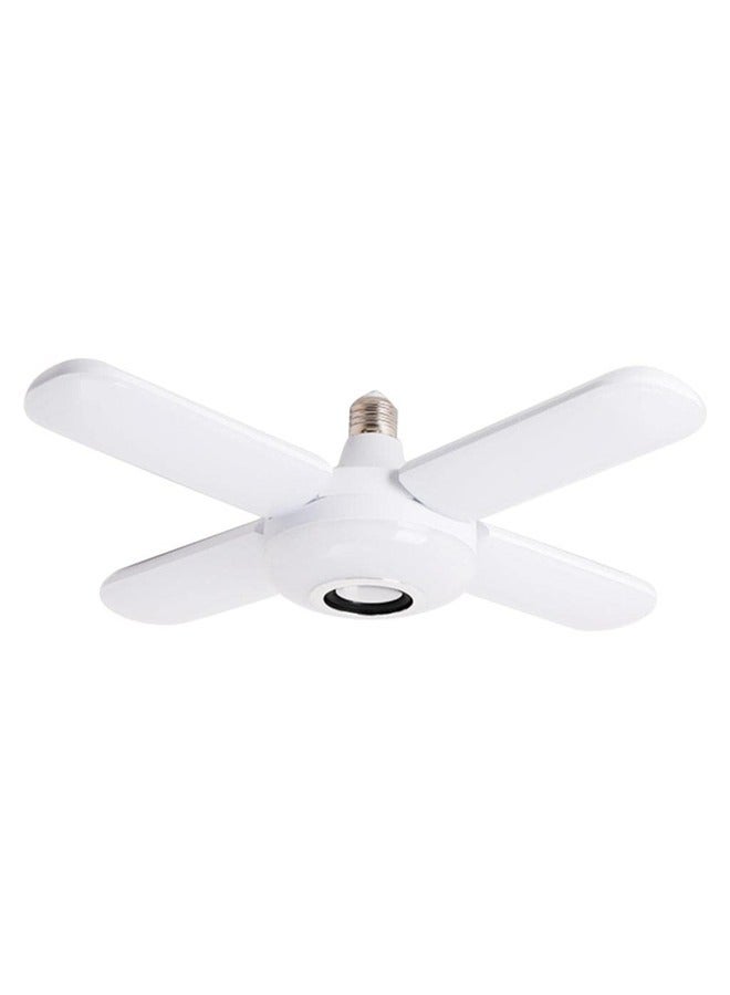 Bluetooth Music Light RGB Four Leaves Fan Shaped 50W E27 LED Bulb with Remote Control Foldable Bulb Smart Speaker Lamp Ceiling Lamp  - Image 3