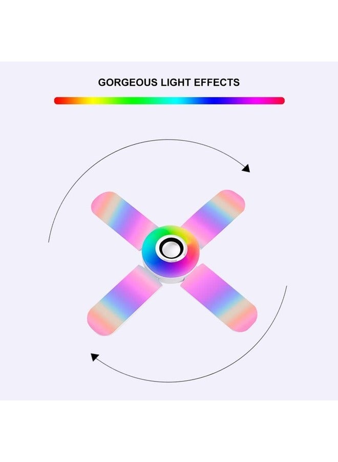 Bluetooth Music Light RGB Four Leaves Fan Shaped 50W E27 LED Bulb with Remote Control Foldable Bulb Smart Speaker Lamp Ceiling Lamp  - Image 5