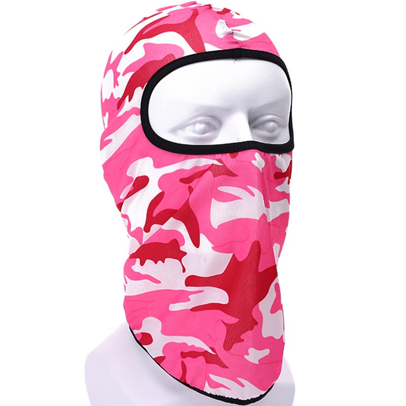 Generic Summer riding mask Ice Silk headgear sunscreen dustproof full face neck protection headgear bicycle electric car inner liner Cap TT-MC-06 camouflage Rose Red