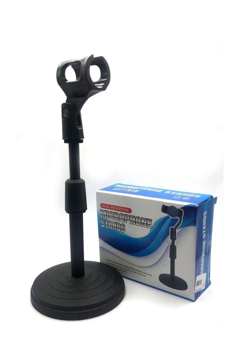 Microphone Stand, Upgraded Adjustable Table Mic Stand With Non-Slip Plastic Base With Mic Clip And Screw Compatible With Spark up to 35 cm  - Image 1