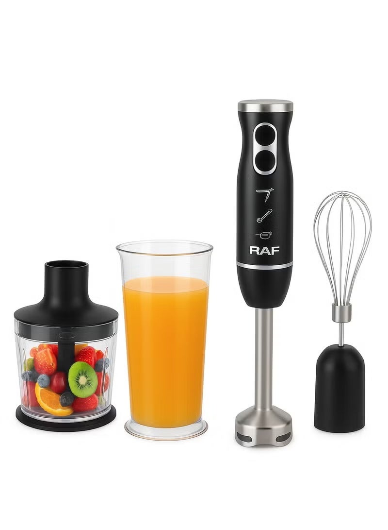 RAF 4 in 1 Hand Blender Set 1600W – Powerful Stick Blender with Two Speed Switches, 4 Blades, Chopper, Whisk & 600ml Jar – Multifunction Food Processor for Juices, Smoothies & Cooking - Image 1