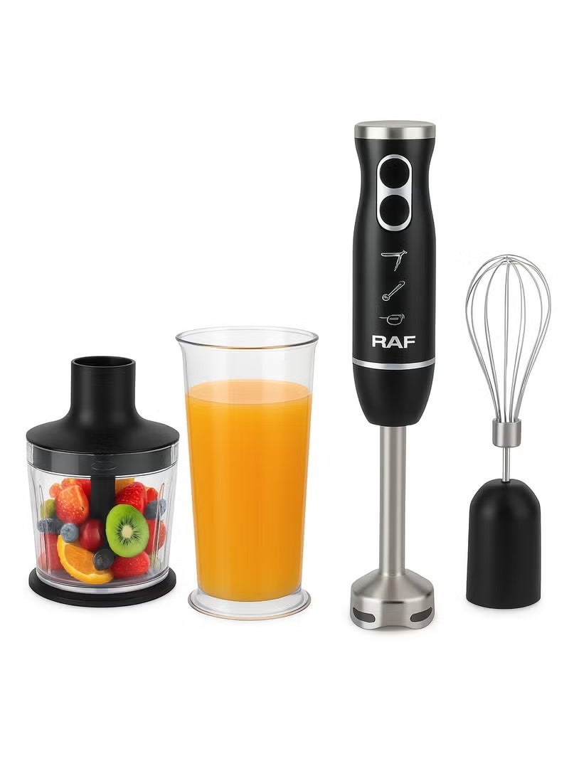 RAF 4 in 1 Hand Blender Set 1600W – Powerful Stick Blender with Two Speed Switches, 4 Blades, Chopper, Whisk & 600ml Jar – Multifunction Food Processor for Juices, Smoothies & Cooking - Image 2
