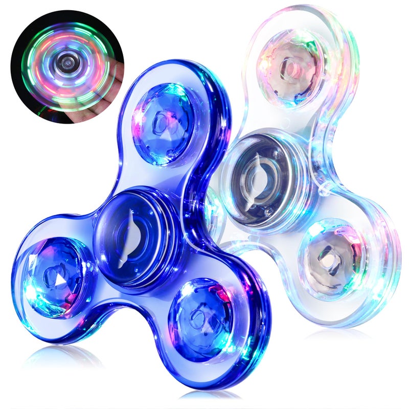 WELLVO LED Fidget Spinner for Kids Adults 2Pcs Light up Sensory Fidget Toys for Kids 48 812 Anxiety Stress Relief Classroom Prizes Glow in The Dark Hand Spinner Boys Girls Birthday Gifts - Image 3