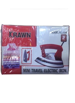 Krawn 999 Mini Travel Electric Iron - Red & Silver