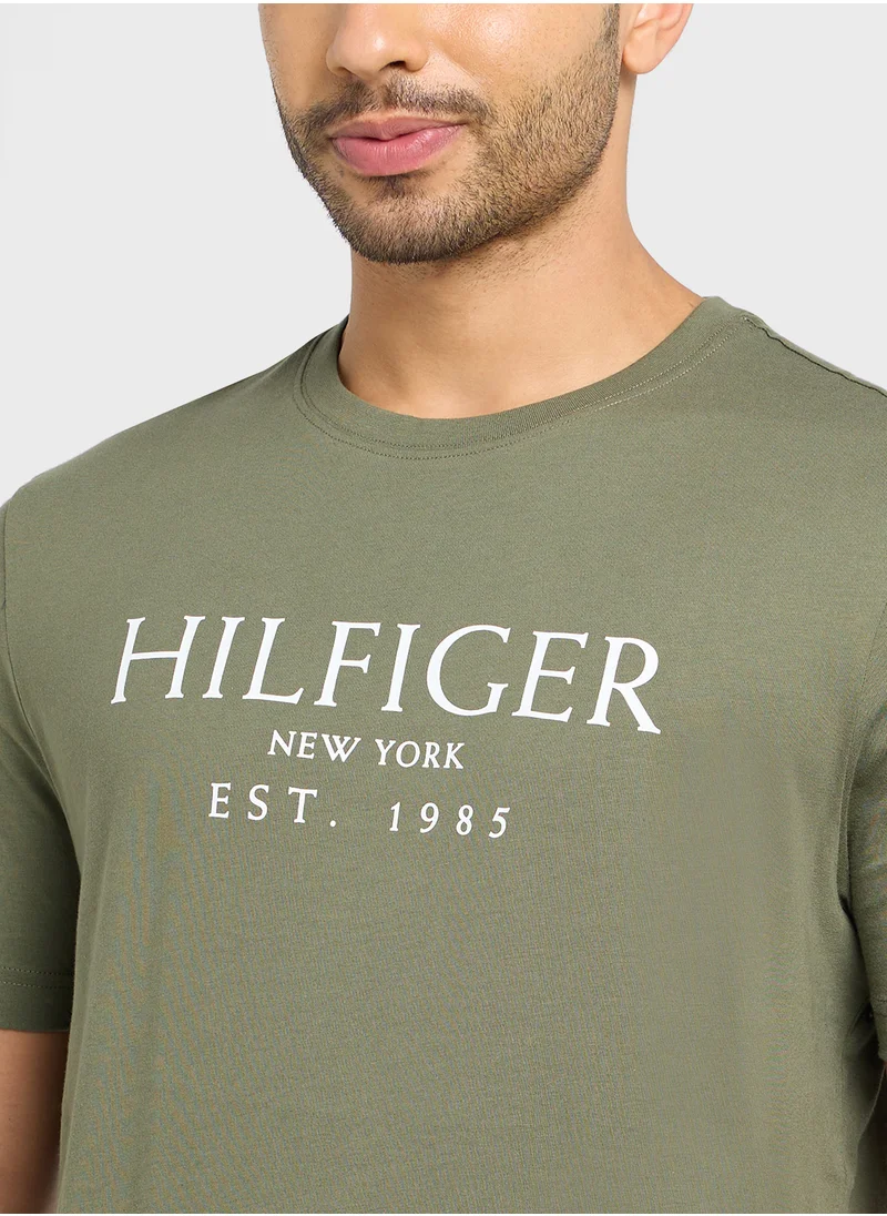 تومي هيلفيغر Logo Crew Neck T-Shirt