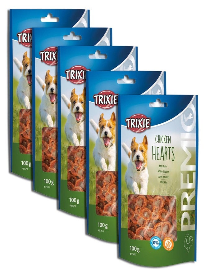 Trixie Premio Dog Treats 100g, Delicious and Rich in Nutrient, Healthy Treats for Dogs, Suitable for All Breeds of Dogs, Pack of 5 (Chicken Hearts) - Image 1