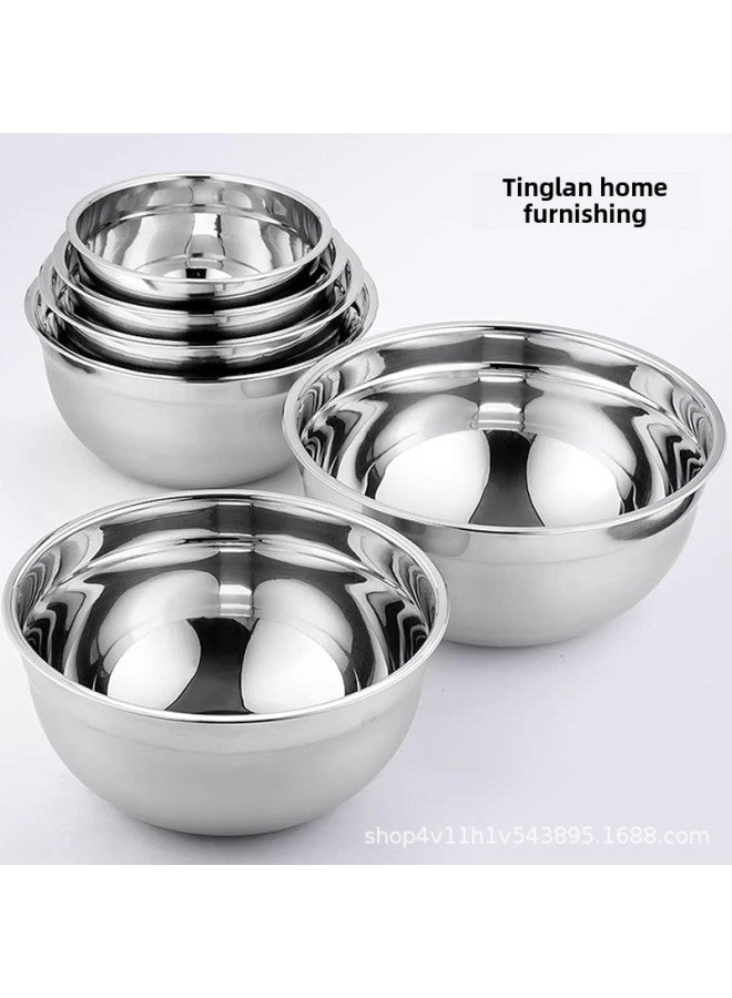 Export 304 Stainless Steel Salad Bowl Salad Basin With Lid Beat Egg Basin Seasoning Tank Food Soup Bowl Wholesale-Specifications:20cm-Color:201 True Color (0.5mm)