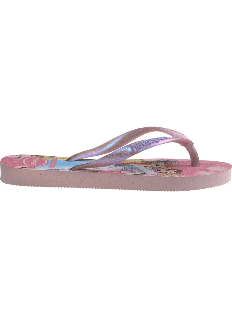 هافاياناس Pink Multicolor Women's Beach Slippers Kids Slim Princess