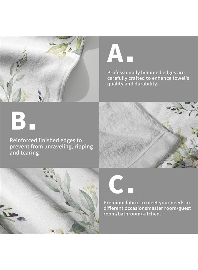 Giwawa Green Eucalyptus Hand Towels Set of 2 Sage Leaves Soft Absorbent Small Bath Towel Kitchen Dish Guest Towel for Bathroom Hotel Gym Spa - Image 5