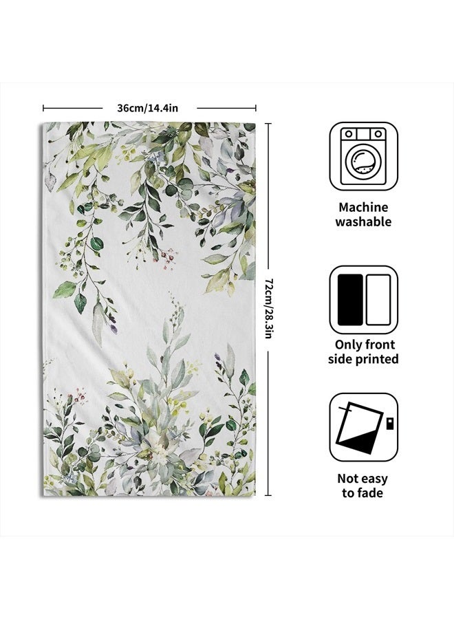 Giwawa Green Eucalyptus Hand Towels Set of 2 Sage Leaves Soft Absorbent Small Bath Towel Kitchen Dish Guest Towel for Bathroom Hotel Gym Spa - Image 2