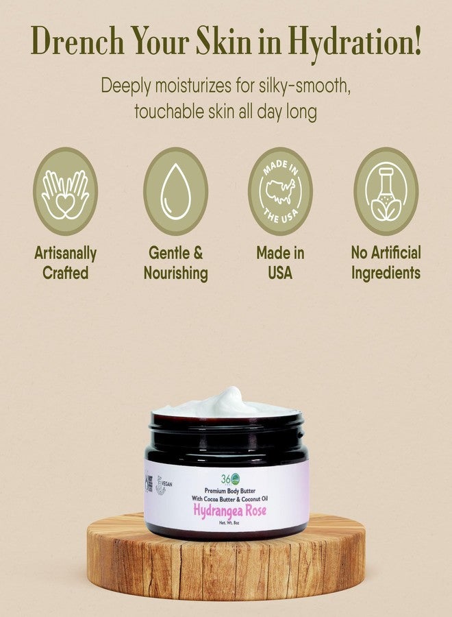 360Feel Hydrangea Rose Body Butter - Nourishing and Hydrating Shea Body Butter with a Gentle Formula - Handmade with Essential Oils - Creamy Formula for Daily Use - Zero Harsh Additives - 8 Ounce - Image 3