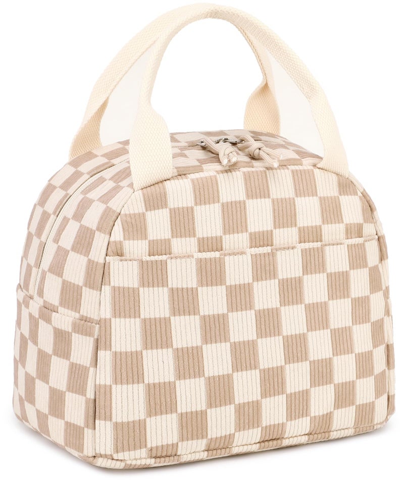 LEDAOU Lunch Box for Women Insulated Lunch Bag Corduroy Lunch Tote Bags Leakproof Cooler Lunch Case for Travel Work Picnic