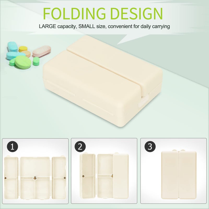 FYY Daily Pill Organizer,7 Compartments Portable Case [Folding Design] Travel Pill Box for Purse Pocket to Hold Vitamins,Cod Liver Oil,Supplements and Medication-White - Image 3