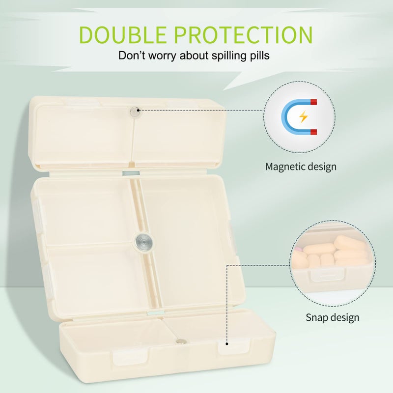 FYY Daily Pill Organizer,7 Compartments Portable Case [Folding Design] Travel Pill Box for Purse Pocket to Hold Vitamins,Cod Liver Oil,Supplements and Medication-White - Image 4