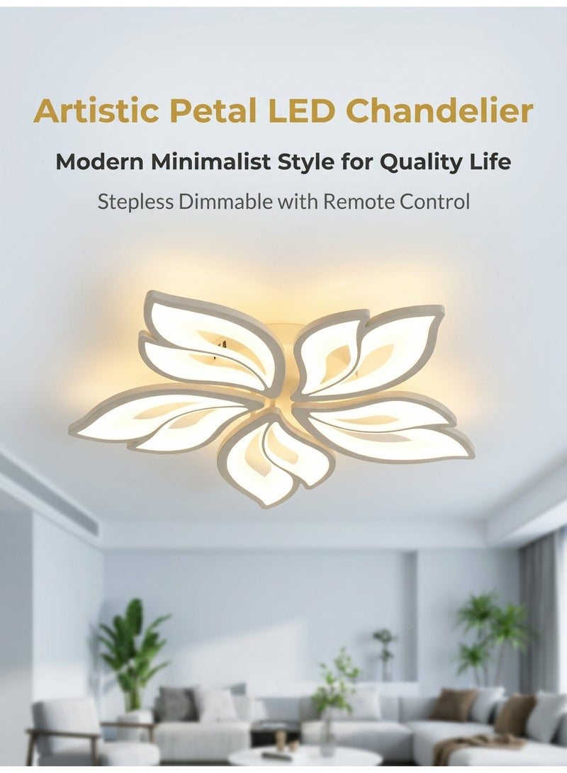 SageLiving Modern Petal Design LED Ceiling Light 60W | Dimmable White Acrylic Flush Mount Lamp for Bedroom, Dining Room & Kids Room | 53cm*8cm Decorative Lighting (8–20㎡) - Image 3