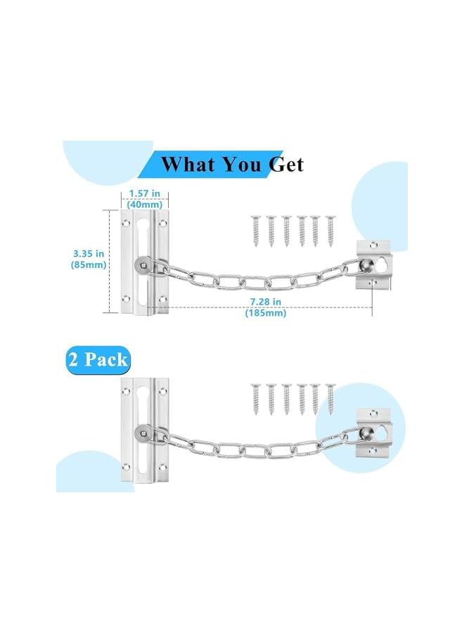 promass 2 PCS Anti-Theft Bolt Chain Stainless Steel Plated Heavy Duty Door Guard Gate Latches Safety Door Lock - Image 5