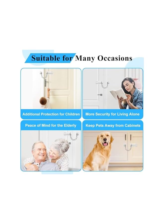 promass 2 PCS Anti-Theft Bolt Chain Stainless Steel Plated Heavy Duty Door Guard Gate Latches Safety Door Lock - Image 4