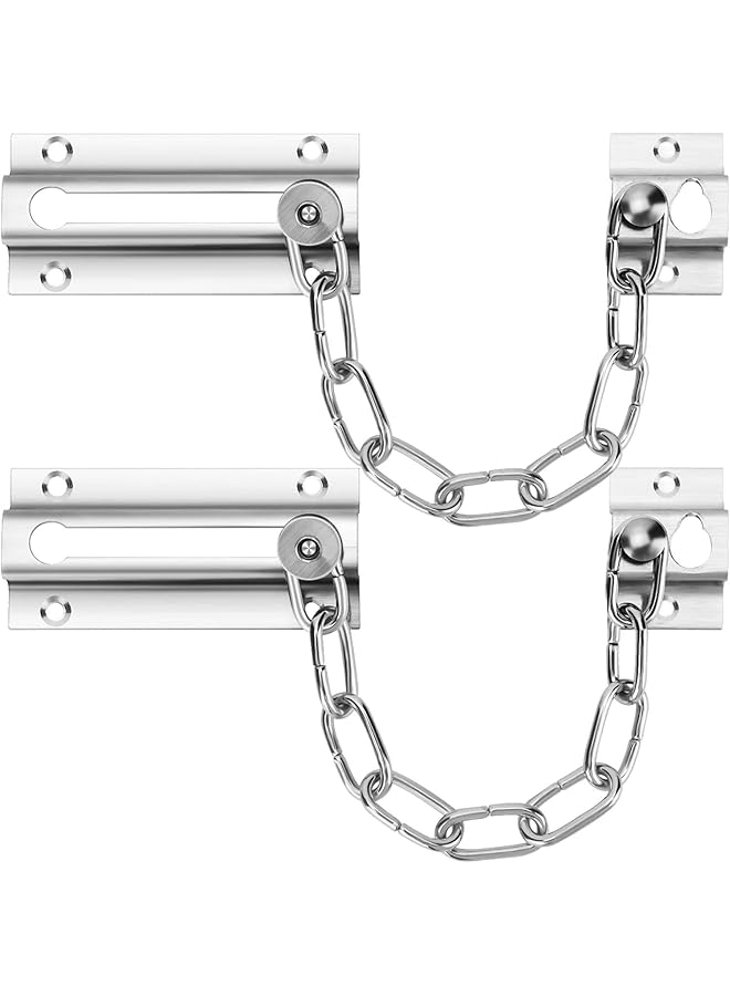 promass 2 PCS Anti-Theft Bolt Chain Stainless Steel Plated Heavy Duty Door Guard Gate Latches Safety Door Lock - Image 1