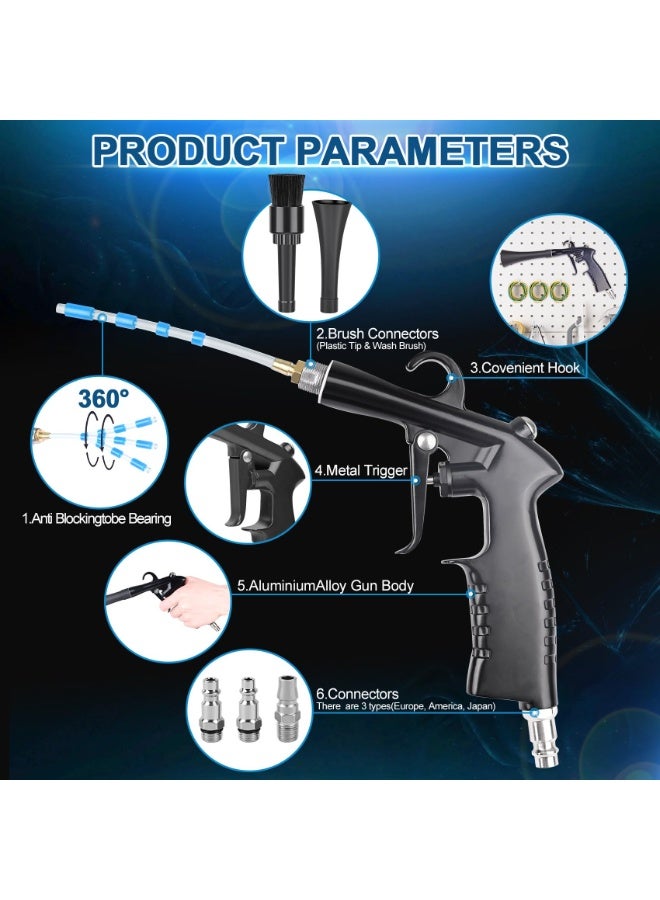 مسدس تنظيف السيارة، مجفف داخلي، مسدس نفخ هواء، مسدس نفخ عالي الضغط، مجموعة تنظيف السيارة الداخلية، أدوات تنظيف السيارة، يزيل الأوساخ والغبار بسرعة، يعمل بالهواء - Image 2