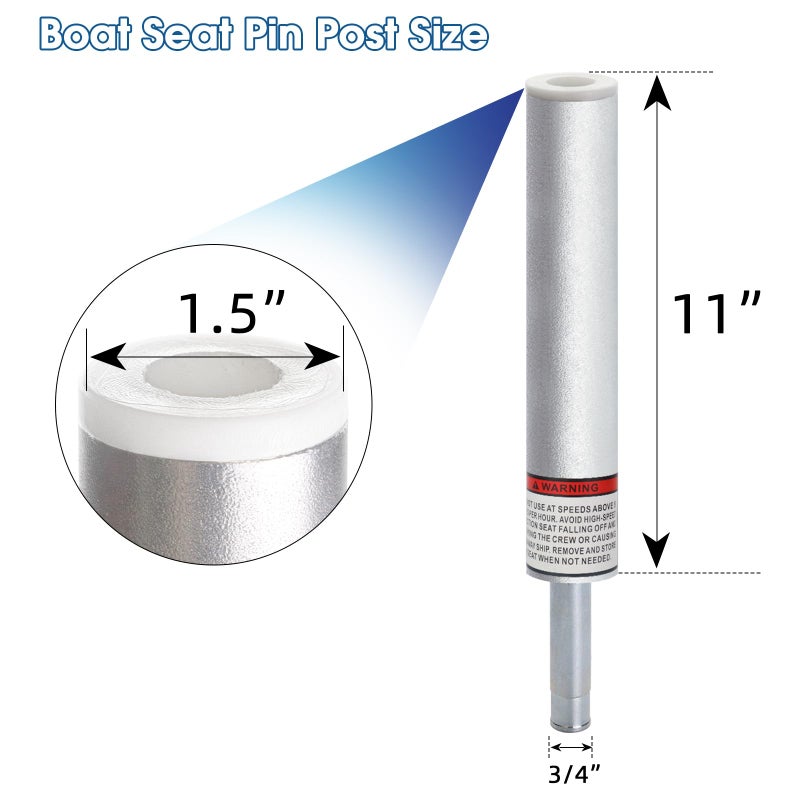 CLLOMAGY 3/4"" Boat Seat Pin Post Boat Seat Pedestal Base Post For Mounting,3/4 Inch Marine Grade Aluminum Lock-In Pedestal Extension Pin Pole For Pontoon Fishing Bass,Non-Threaded - Image 3