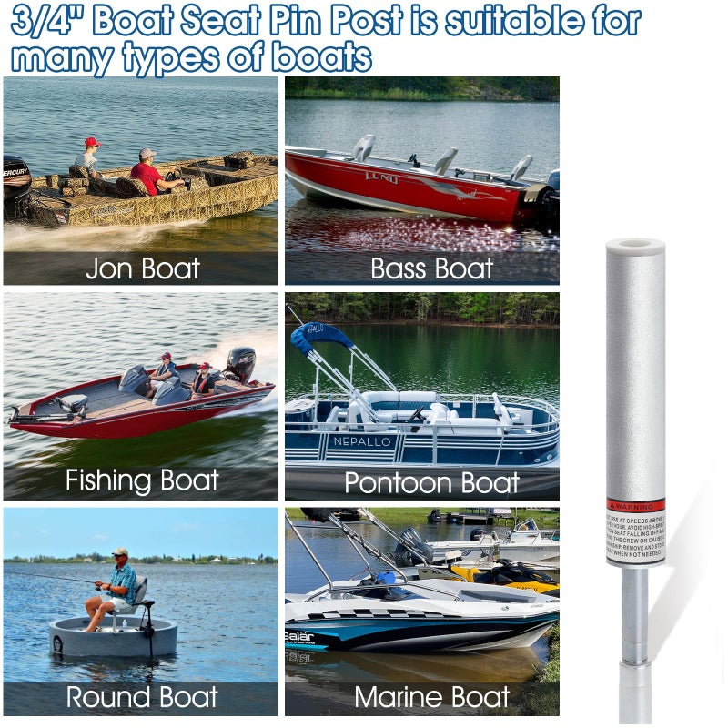 CLLOMAGY 3/4"" Boat Seat Pin Post Boat Seat Pedestal Base Post For Mounting,3/4 Inch Marine Grade Aluminum Lock-In Pedestal Extension Pin Pole For Pontoon Fishing Bass,Non-Threaded - Image 4