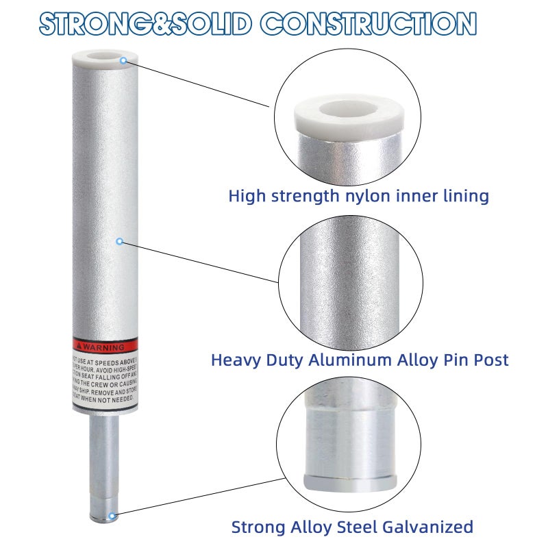 CLLOMAGY 3/4"" Boat Seat Pin Post Boat Seat Pedestal Base Post For Mounting,3/4 Inch Marine Grade Aluminum Lock-In Pedestal Extension Pin Pole For Pontoon Fishing Bass,Non-Threaded - Image 2