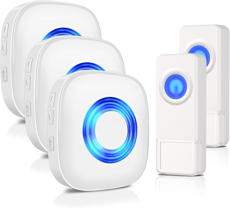 PHYSEN Wireless Doorbell with 3 Receivers 2 Buttons, Waterproof Door Bell Kits for Home Classroom, Operating at 1300-ft Range, 58 Ringtones & 5 Volume Levels with Mute Mode, Bright LED Indicator - Image 1