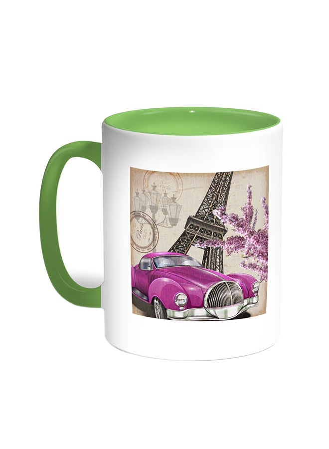 RYN Classic Car - Paris Printed Coffee Mug Green/White 11ounce