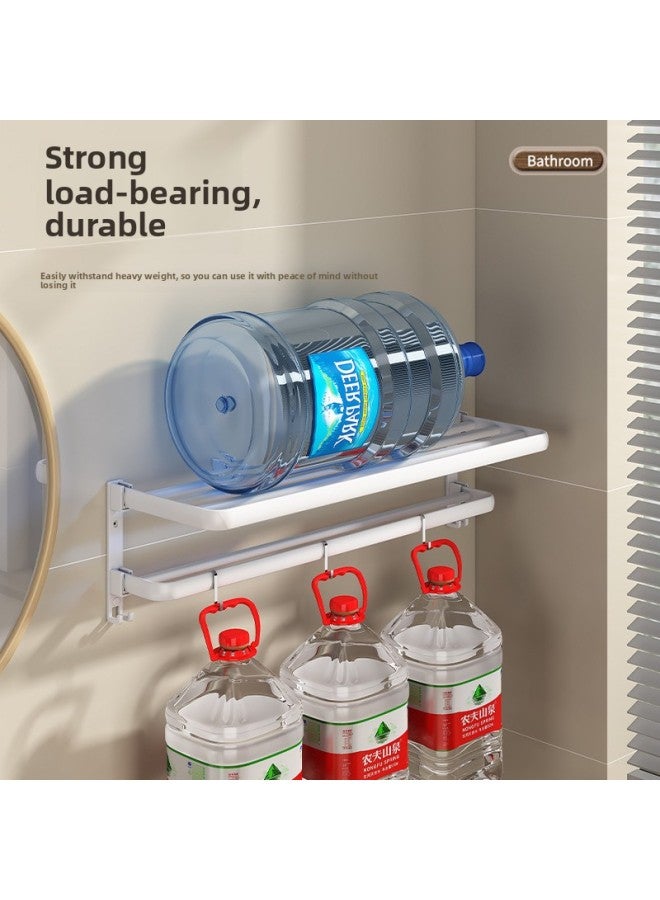Towel Rack Toilet Punch-free Bathroom Storage Rack Suit Wall-mounted Toilet Bath Towel Storage Rack Folding Double Rod-Specification:Double Folding Towel Rack Two-piece Set A1—cream White✦  - Image 5
