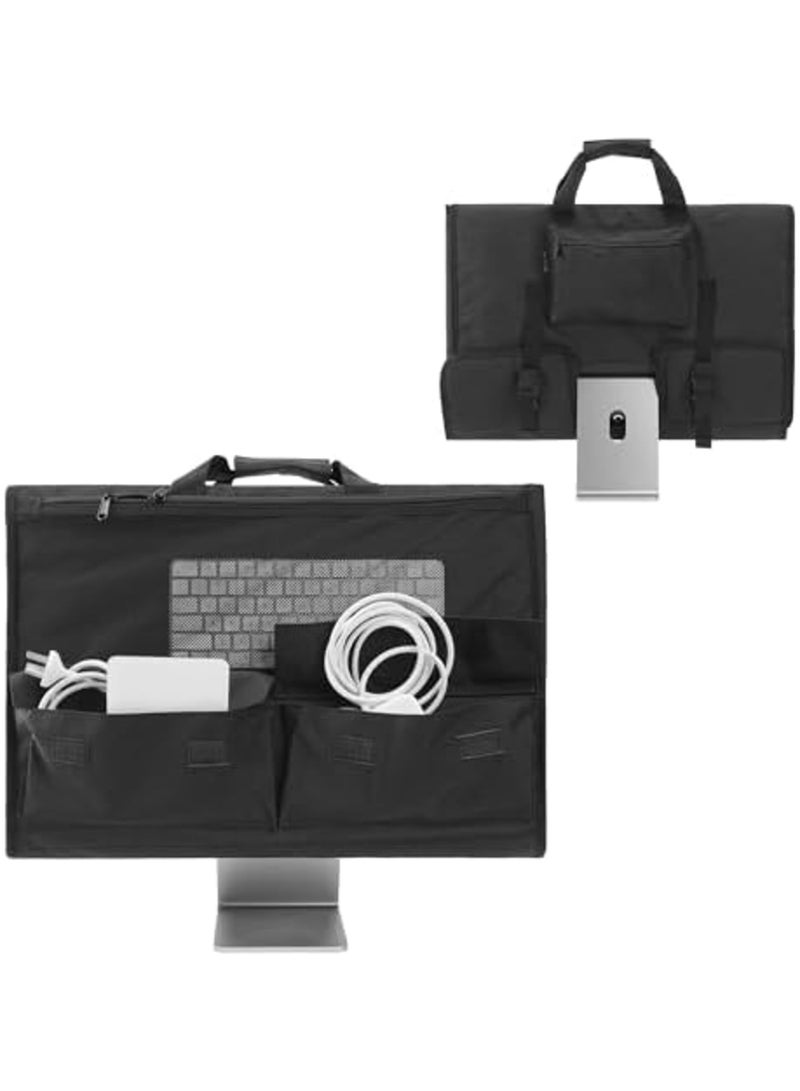 Luckam Adjustable Travel Carrying Case for 24"~27" Desktop Monitor (Universal), Protective Storage Bag for iMac Monitor Dust Cover with Carry Handle for 24 & 27 inch iMac Screen and Accessories (Black) - Image 1